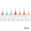 Spot Wholesale Botella de Vidrio para Aceite Esencial de Hombro Plano Esmerilado de 20ml 30ml Botella Gotero de Hombro Plano Transparente de 40ml 50ml
