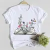 Camiseta de Manga Corta con Estampado de Flores Nuevo 2025 para Mujer, Top Casual de Manga Corta