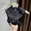 Colete de Renda com Decote V e Gola Removível, Suéter Versátil de Gola Meia-Alta para Mulheres no Outono e Inverno, Gola Interna Decorativa