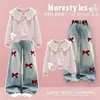 Conjunto Doce e Moderno para Primavera e Outono, Crianças Médias e Grandes, Estilo Escolar, Moletom com Gola de Marinheiro, Calça Wide-Leg Casual Versátil, Conjunto de Duas Peças