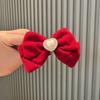 Horquilla de terciopelo de alta gama con lazo Corona temperamento Accesorios para el cabello para niños Clip superior tridimensional rojo Horquilla para niña de Año Nuevo