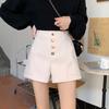 Primavera e Verão Novo Estilo Pequeno Cintura Alta Emagrecimento A- Shaped All-Match Shorts Wide Leg Pants Hot Pants para Uso Exterior Base Botas Calças