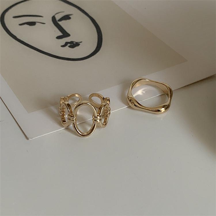 个性几何戒指2件套