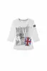Camiseta delgada de verano casual con estampado de letras y estrellas estilo retro americano para hombre y mujer, top bordado de manga corta