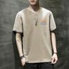 Camiseta de Manga Corta para Hombre 2021 Nueva de Moda Ajustada de Media Manga Camisa Básica Pulóver Cuello Redondo Estilo Delgado