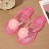 Novas chinelas transparentes para mulheres, sandálias de cristal para uso ao ar livre, sapatos de cristal florais, sandálias de moda dopamina para mulheres
