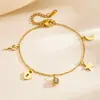 Pulseira de Múltiplos Pingentes em Aço Titânio, Trevo de Quatro Folhas em Aço Inoxidável, Coração, Estrela, Lua, Olho Grego, Colar Cravejado com Diamantes, Joia para Mãos