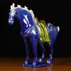 Adornos de Caballo de Cerámica Caballo de Tres Flores Mascota Apertura Inauguración Sala de Estar Oficina Accesorios para el Hogar Muebles