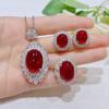 Nuevo conjunto de hemoglobina de paloma de simulación suavizada, colgante de circón con huevo de paloma exagerado, pendientes de tesoro de color, anillo abierto