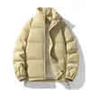 Moda Nova Outono e Inverno Masculina Versátil Elegante Gola Vertical Roupas Acolchoadas de Algodão Cor Sólida Jovens Casuais Espessas Quentes Roupa Pão