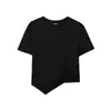 Camiseta de Algodón Puro de Hombro Normal de Manga Corta para Mujer, Nueva de Verano 2026, Popular, Única y Hermosa, Top de Verano
