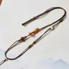 Cuerda de Cordón de Cuero Encerado Asimétrica Hecha a Mano para Mujer, Adecuada para Colgantes de Oro, Jade y Ágata, Estilo Fino