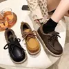 Mocasines de Estilo Británico con Suela Blanda y Forro de Lana para Mujer 2025 Nuevos Zapatos Pequeños de Cuero Otoño e Invierno Zapatos Peludos Zapatos de Algodón Cálidos con Cordones