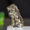 Enfeites de Leão Feitos de Resina e Cristais Naturais, Posição Sentada, Plantas Verdes de Leão, Decoração de Estátua para Desktop, Escritório, Casa