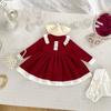 Primavera e Outono Novas Roupas de Bebê para Meninas Estilo Ocidental Contraste de Cor Camisola de Malha All-match Três-cor Academia Estilo vestido