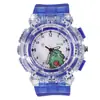 Reloj Luminoso de Huevo Lindo Reloj Electrónico Infantil de Dinosaurio de Dibujos Animados para Niños y Niñas Reloj de Cuarzo Transparente con Flash para el Cabello