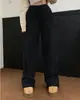 Moletom Feminino de Exportação Europeia e Americana Novo Outono e Inverno Cor Lisa Moda Plush Calça Casual Solta Confortável Calça de Plush Quente para Mulheres