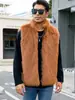 CI Cross-Border F0976 Casaco Masculino Europeu e Americano de Pele Sintética, Colete de Gola Alta, Colete de Pele Artificial