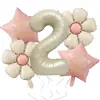 Set de Globos de Cumpleaños Oso de Peluche Mate Transfronterizo Globo de Aluminio Margarita Decoración para Fiesta de Primer Cumpleaños de Bebé