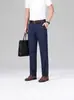 Pantalones de Vestir para Hombre sin Planchado para Personas de Mediana Edad y Mayores Elásticos de Cintura Alta Verano Delgados de Seda de Hielo Casuales