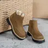 Nueva colección de otoño e invierno: botas de nieve con forro de felpa, color caqui, acabado mate, suela gruesa, cremallera lateral y forro afelpado, botas para mujer, para venta transfronteriza en la UE