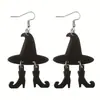 Halloween Sombrero de Bruja Maligna Botas Diseño Aretes Colgantes Negros Estilo Gótico Antiguo Festival de Fantasmas Joyería para Orejas