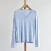 [Suéter de forro polar de manga larga] 26 otoño e invierno nuevo para mujer, adelgazante, de lana, holgado, con cuello en V, de manga larga, camiseta base para mujer