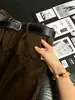 Jeans de trabajo vintage marrones para hombre, estilo retro americano, bolsillos grandes, pierna recta, adelgazantes, ligeramente acampanados