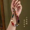 Cordão para Celular Bodhi Multi-Tesouro de Dezoito Segmentos com Chaveiro Curto Estilo Chinês e Pingente de Semente de Bodhi