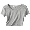 Verão Nova Chegada T-shirt de Algodão Canelado Exposta ao Umbigo Elástica Curta Top Slim-fit Mulheres Spice Girls Dança Top Esportivo Mulheres