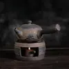 Estante de exhibición antiguo chino modelo de casa de sala de té gabinete de té adornos tetera de té tarro sellado de cerámica tetera de barro cocido juego de té