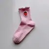Calcetines de Yoga para Mujer, Calcetines de Media Pantorrilla con Bordado de Encaje, Diseño de Frutas, Calcetines Deportivos Profesionales Antideslizantes para Pilates, Fitness, Suelo, Transfronterizo