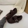 Zapatos peludos de estampado de leopardo para mujer, nuevos mocasines cálidos Otoño e Invierno 2025, zapatos de algodón afelpado Mary Jane