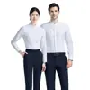 Camisa de trabalho branca de manga curta estilo chinês 2026, gola alta, estilo nacional, fibra de bambu stretch, camisa formal profissional sem rugas para mulheres