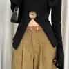 Cinto Largo de Couro Genuíno para Mulheres, Estilo Ins Nicho Retrô, Sensação de Alto Padrão, Adequado para Jeans, Afinar a Cintura, Emagrecimento, Cinto de Compras