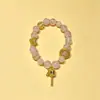 Pulseira de Ágata Coração Doce de Designer para Mulheres, Nicho, Requintada, Fecho de Paz, Pulseira de Contas de Vidro com Folha de Ouro Luminosa, Presente para Namorada