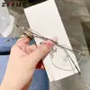Óculos Dourados Personalizados Novos Anti-Luz Azul Óculos Sem Aro Tendência Armação para Rosto Afinado Estilo Coreano Óculos Sem Grau para Mulheres
