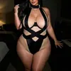 Body sexy plus size com gola halter e recortes, alças largas, lingerie de comércio exterior, novo estilo sexy europeu e americano para mulheres