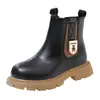 Botas Martin para Niños Otoño Invierno Estilo Nuevo Más Terciopelo Cálido Unisex Botas de Cuero Estilo Británico Cremallera Lateral Botines Suela Gruesa Antideslizante