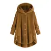 Venda Quente Transfronteiriça Inverno 2026 Amazon eBay Roupas de Exterior Femininas Botões Europeus e Americanos Cor Sólida Pelúcia Jaqueta com Capuz
