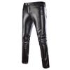 Pantalones de Cuero Ajustados Elásticos de Talla Grande para Hombre, Estilo Punk Europeo y Americano, Bajos, Personalizados, de Moda Casual, Tendencia