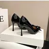 Zapatos Rosas de Tacón Alto con Lazo Estilo Francés para Mujer, Elegantes y Cómodos, Nuevo Modelo Invierno 2025, Tacones de Aguja Negros