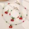 Set de Joyería Europea y Americana Transfronteriza para Niños Colgante de Cereza Uva Estrella de Mar Conjunto de Collar y Pulsera Joyería para Niñas