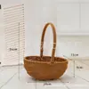 Cesta de Flores para el Día de la Mujer Almacenamiento Mimbre Paja Arte de Hierro Portátil Ratán Regalo Cesta de Flores Inserto para Maceta