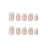 Uñas postizas clásicas blancas estilo francés con base nude, 24 piezas, estilo de moda europeo y americano