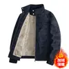 Gola alta, jaqueta de couro transfronteiriça, forrada com fleece e espessa, jaqueta de motocicleta, peça externa de couro PU, masculina feita sob medida