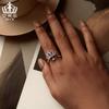 Anillo abierto original de Aifule con diseño de loto en degradado azul y rosa, de plata de ley s925, pulsera, joyería a juego para mujer