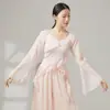 Disfraz de Danza Clásica con un Top de Gasa con Volantes, Fluido y de Aspecto de Hada para Danza China, Danza Moderna y Entrenamiento Corporal