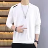 Envio RápidoNova Blusa de Moletom Solta com Gola Redonda e Manga Longa para Primavera e Outono, Camisa Básica Estampada da Moda Masculina