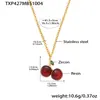 Aretes y Collar Mili de Alta Calidad con Circonita Roja Oscura Cereza Bañados en Acero Inoxidable de Oro Real de 18K Joyería Transfronteriza
